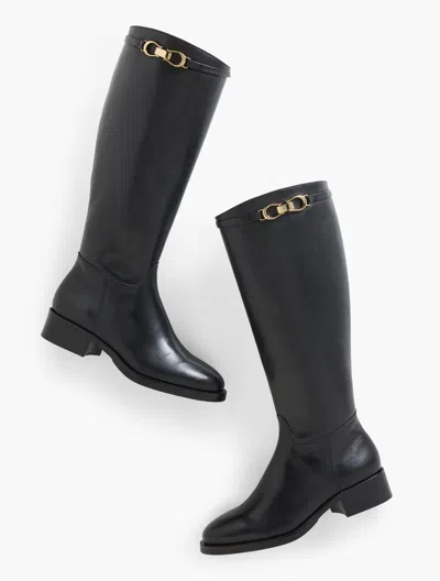 Talbots Waverly Vachetta Tall Riding Boots - Extended Calf - Black - 8 1/2 M