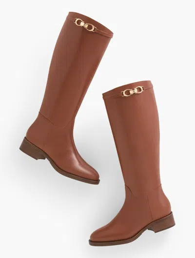 Talbots Waverly Vachetta Tall Riding Boots - Extended Calf - Cognac - 11m  In Brown