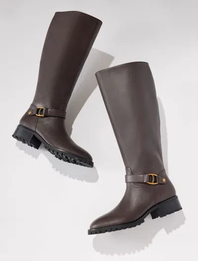 Talbots Waverly Vachetta Tall Riding Boots - Extended Calf - Dark Chocolate - 5m