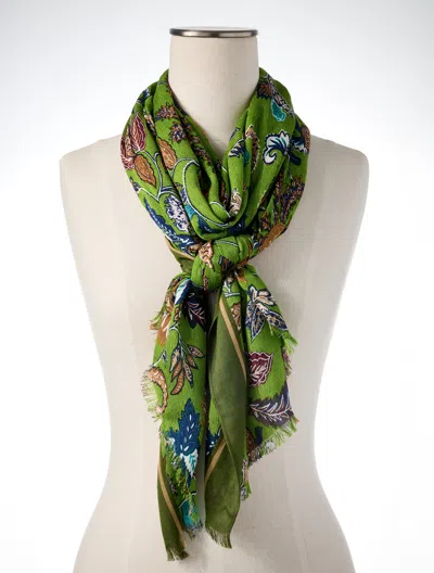 Talbots Western Poppy Oblong Scarf - Deep Forest - 001