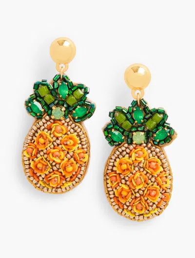 Talbots Whimsy Pineapple Earrings - Pear Yellow/gold - 001  In Orange