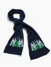 Talbots Whimsy Tree Scarf - Indigo - 001  In Blue