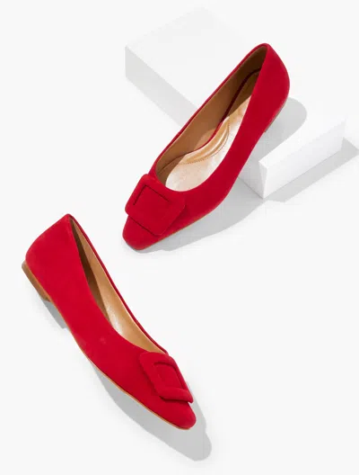 Talbots Whitley Buckle Suede Flats - Red - 11m