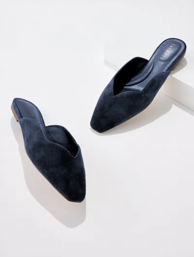 Talbots Whitley Scallop Suede Mules - Blue - 5m