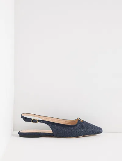 Talbots Whitley Shimmer Raffia Slingback Flats - Indigo - 11m  In Purple