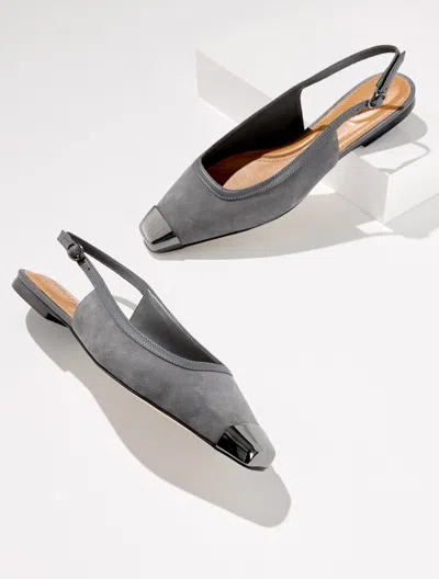 Talbots Whitley Suede Slingback Flats - Kendall Grey - 9 1/2 M