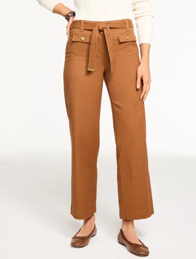 Talbots Wide Ankle Belted Twill Pants - Sierra Brown - 18