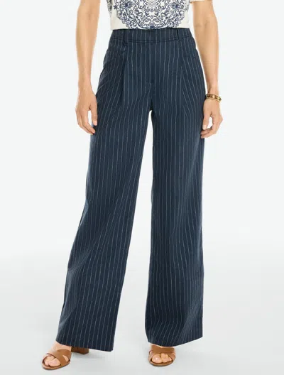 Talbots Wide Leg Pants - Pinstripe - Navy Blue/ivory - 2