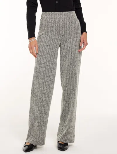 Talbots Wide Leg Pull-on Pants - Herringbone Jacquard - Black/ivory - Xs  In Black,ivory