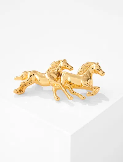 Talbots Wild Horses Brooch - Shiny Gold - 001