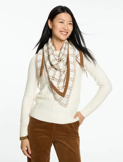 Talbots Windowpane Jacquard Scarf - Ivory - 001