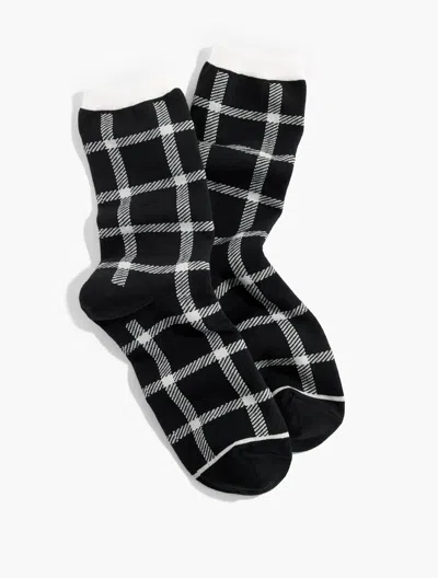 Talbots Windowpane Trouser Socks - Black - 001