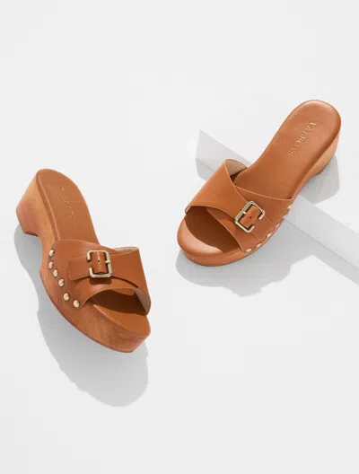 Talbots Winni Vachetta Wood Clog Sandals - Havana Tan - 9m  In Brown