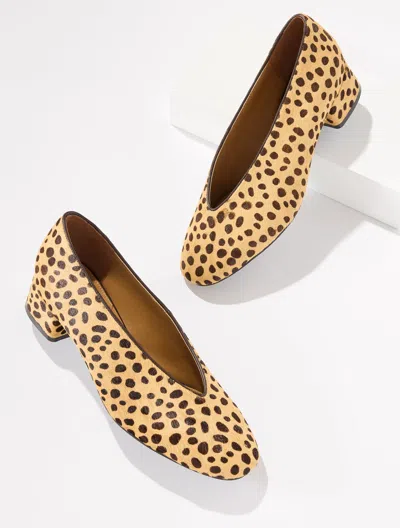 Talbots Winona Nappa Block Heel Pumps - Dotted Calf Hair - Camel/dark Walnut - 5m  In Camel,dark Walnut