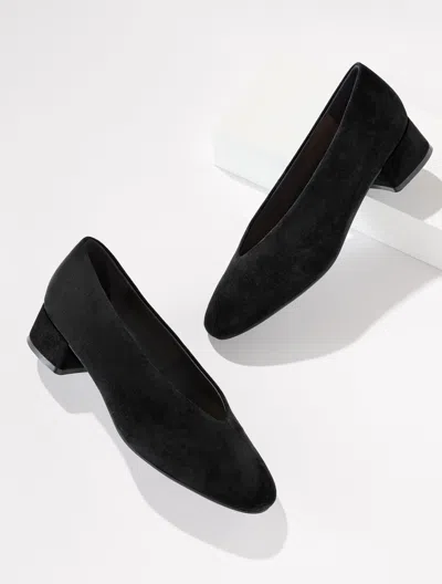 Talbots Winona Suede Block Heel Pumps - Black - 5m