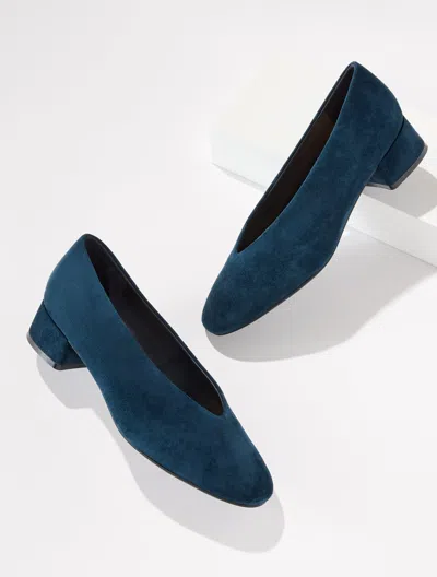 Talbots Winona Suede Block Heel Pumps - Blue - 5m