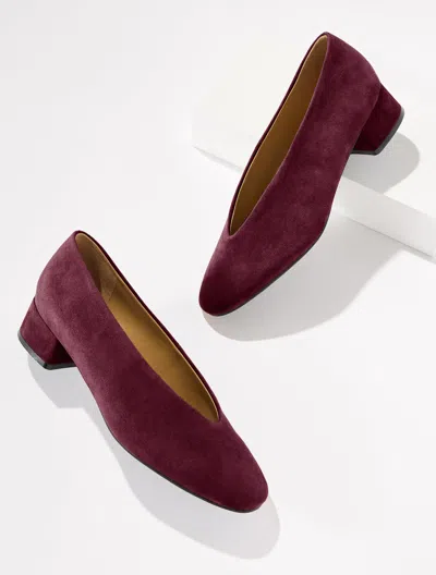 Talbots Winona Suede Block Heel Pumps - Deep Burgundy - 5m