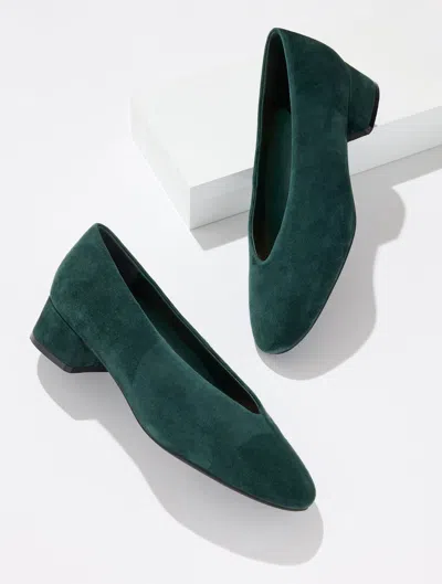 Talbots Winona Suede Block Heel Pumps - Hunter - 5m