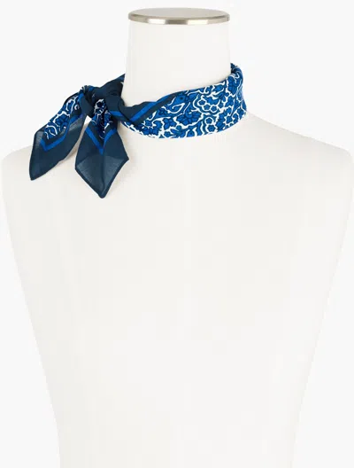 Talbots Woodland Damask Neckerchief - Azure Blue - 001 - 100% Cotton
