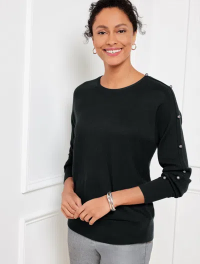 Talbots Wool Blend Button Dolman Sweater - Black - 3x