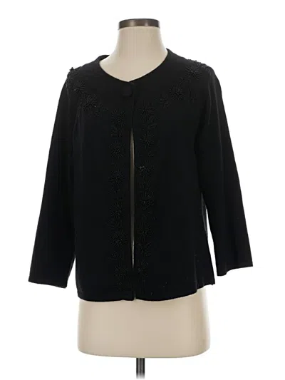 Pre-owned Talbots Wool Cardigan Sweater In Black