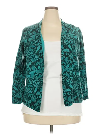 Pre-owned Talbots Wool Cardigan Sweater In Blue