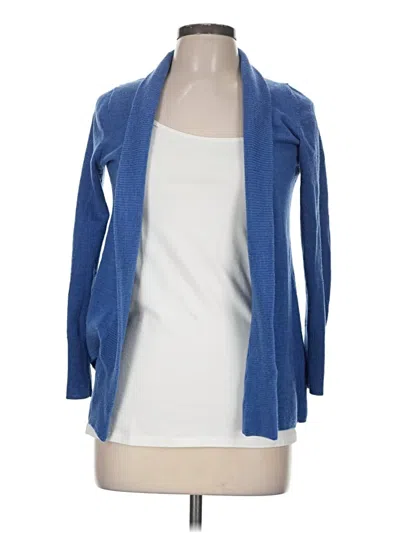 Pre-owned Talbots Wool Cardigan Sweater In Blue