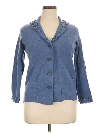 Pre-owned Talbots Wool Cardigan Sweater In Blue