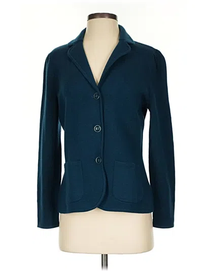 Pre-owned Talbots Wool Cardigan Sweater In Blue