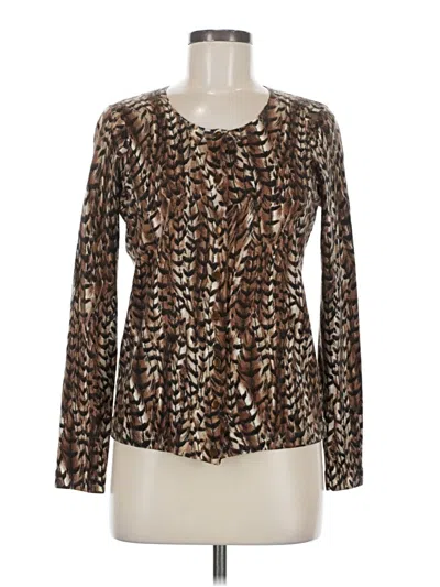 Pre-owned Talbots Wool Cardigan Sweater In Brown