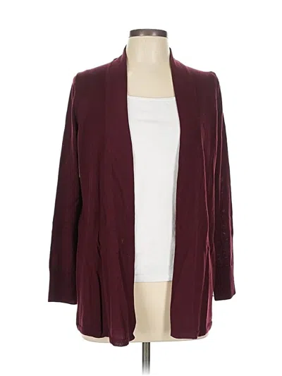 Pre-owned Talbots Wool Cardigan Sweater In Burgundy
