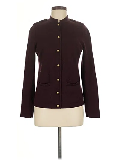 Pre-owned Talbots Wool Cardigan Sweater In Burgundy