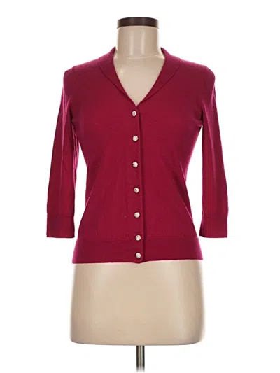 Pre-owned Talbots Wool Cardigan Sweater In Burgundy
