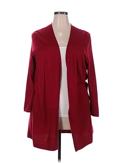 Pre-owned Talbots Wool Cardigan Sweater In Burgundy