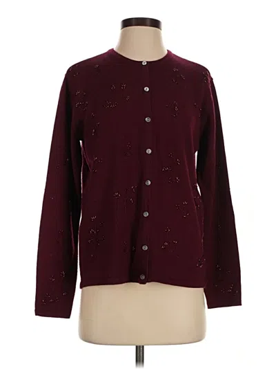 Pre-owned Talbots Wool Cardigan Sweater In Burgundy