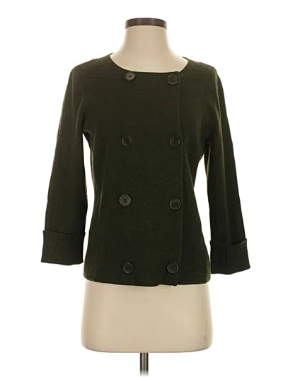 Pre-owned Talbots Wool Cardigan Sweater In Green