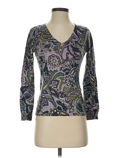 Pre-owned Talbots Wool Cardigan Sweater In Purple