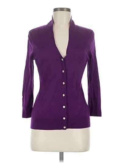 Pre-owned Talbots Wool Cardigan Sweater In Purple