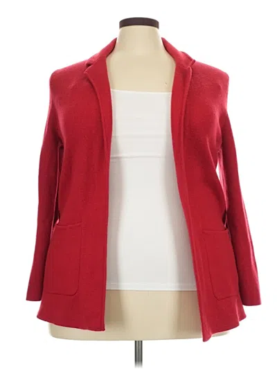 Pre-owned Talbots Wool Cardigan Sweater In Red