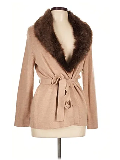 Pre-owned Talbots Wool Cardigan Sweater In Tan