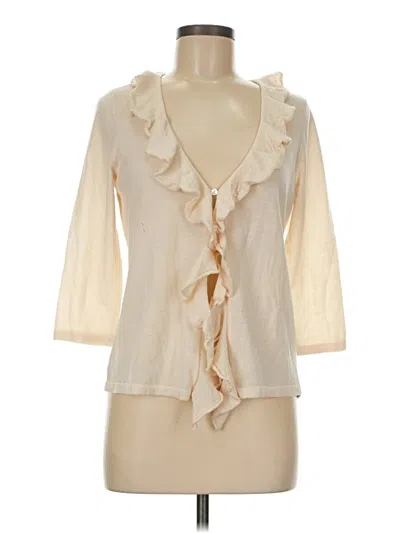 Pre-owned Talbots Wool Cardigan Sweater In White