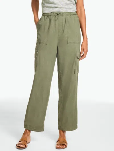 Talbots Woven Linen Cargo Pants - Sagebrush - Large  In Brown