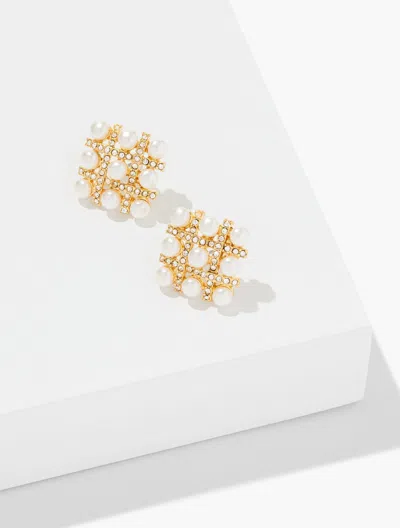 Talbots Woven Pearl Stud Earrings - Ivory Pearl/gold - 001