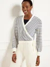 Talbots Wrap Shrug - Textured Stripe - Ivory - Small  In Ivory