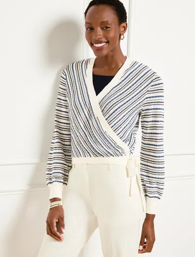 Talbots Wrap Shrug - Textured Stripe - Ivory - Small