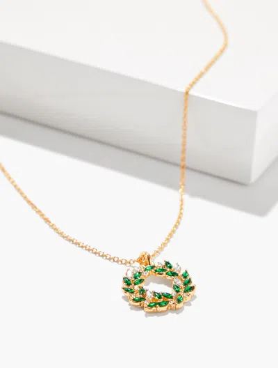 Talbots Wreath Pendant Necklace - Lush Green/gold - 001