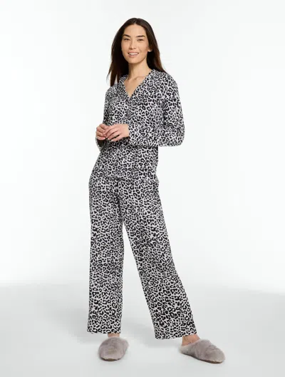 Talbots X Soma Long Sleeve & Pants Pajama Set - Fabulous Leopard - Grey - Xs In Gray