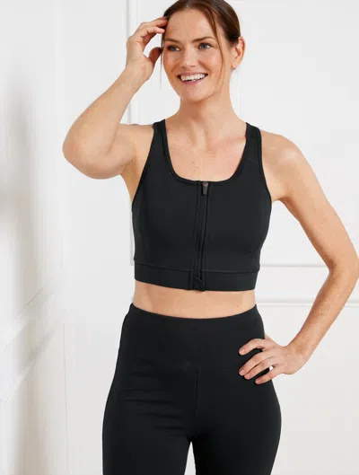 Talbots Zip Front Sports Bra - Black - Xl