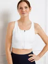 Talbots Zip Front Sports Bra - White - Medium  In White