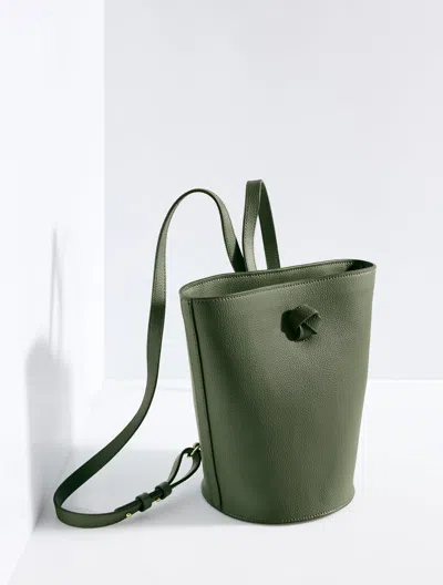 Talbots Zoe Pebble Leather Bucket Bag - Dark Olive - 001